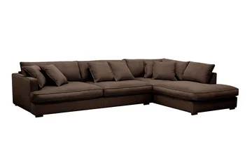 Rossita Lyx 4-sits Högervänd L-formad Extra Djup Schäslongsoffa i Manchester - Brun Manchester - Möbler - Soffa - Divansoffor & schäslongsoffa