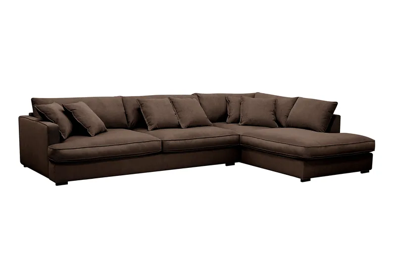 Rossita Lyx 4-sits Högervänd L-formad Extra Djup Schäslongsoffa i Manchester - Brun Manchester - Möbler - Soffa - Divansoffor & schäslongsoffa