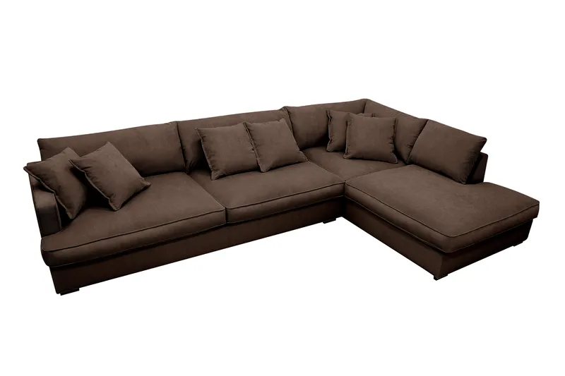 Rossita Lyx 4-sits Högervänd L-formad Extra Djup Schäslongsoffa i Manchester - Brun Manchester - Möbler - Soffa - Divansoffor & schäslongsoffa