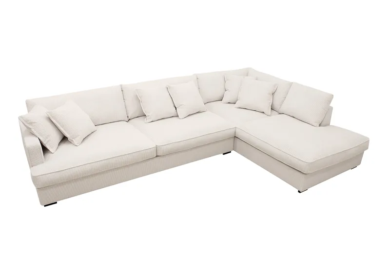 Rossita Lyx 4-sits Högervänd L-formad Extra Djup Schäslongsoffa i Manchester - Offwhite - Möbler - Soffa - Divansoffor & schäslongsoffa