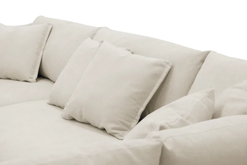 Rossita Lyx 4-sits Högervänd L-formad Extra Djup Schäslongsoffa i Tyg - Beige Tyg - Möbler - Soffa - Divansoffor & schäslongsoffa