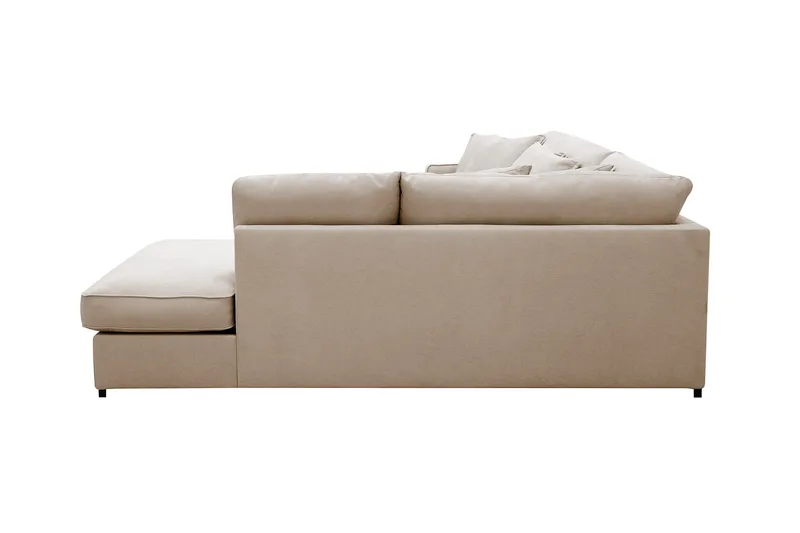 Rossita Lyx 4-sits Högervänd L-formad Extra Djup Schäslongsoffa i Tyg - Beige Tyg - Möbler - Soffa - Divansoffor & schäslongsoffa