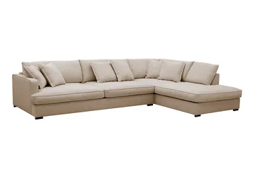 Rossita Lyx 4-sits Högervänd L-formad Extra Djup Schäslongsoffa i Tyg - Beige Tyg - Möbler - Soffa - Divansoffor & schäslongsoffa