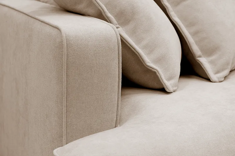 Rossita Lyx 4-sits Högervänd L-formad Extra Djup Schäslongsoffa i Tyg - Beige Tyg - Möbler - Soffa - Divansoffor & schäslongsoffa