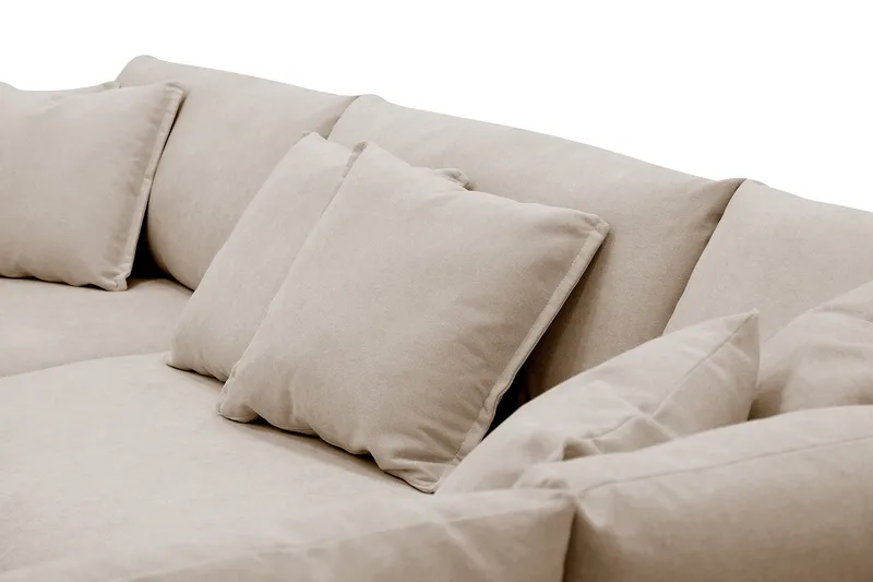Rossita Lyx 4-sits Högervänd L-formad Extra Djup Schäslongsoffa i Tyg - Beige Tyg - Möbler - Soffa - Divansoffor & schäslongsoffa