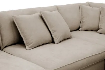 Rossita Lyx 4-sits Högervänd L-formad Extra Djup Schäslongsoffa i Tyg - Brun Tyg - Möbler - Soffa - Divansoffor & schäslongsoffa
