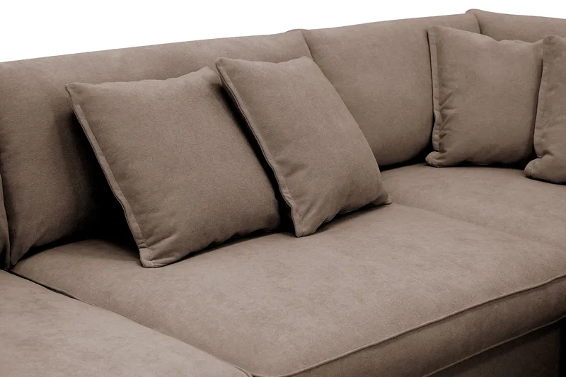 Rossita Lyx 4-sits Högervänd L-formad Extra Djup Schäslongsoffa i Tyg - Brun Tyg - Möbler - Soffa - Divansoffor & schäslongsoffa