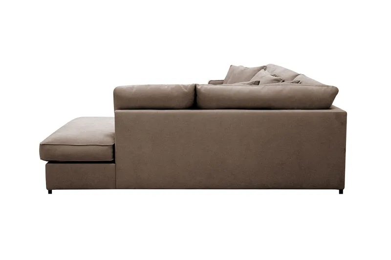 Rossita Lyx 4-sits Högervänd L-formad Extra Djup Schäslongsoffa i Tyg - Brun Tyg - Möbler - Soffa - Divansoffor & schäslongsoffa