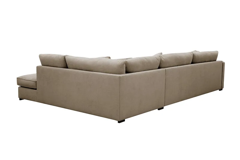 Rossita Lyx 4-sits Högervänd L-formad Extra Djup Schäslongsoffa i Tyg - Brun Tyg - Möbler - Soffa - Divansoffor & schäslongsoffa