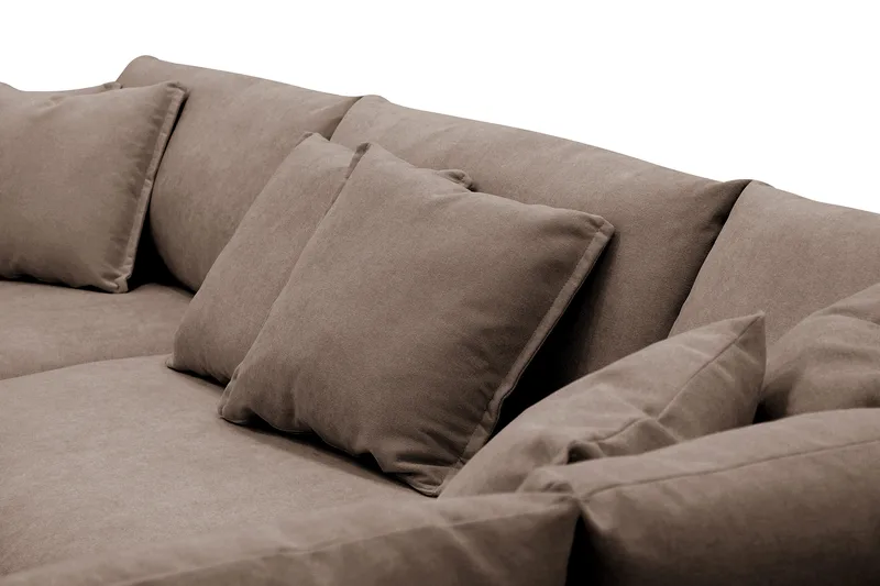 Rossita Lyx 4-sits Högervänd L-formad Extra Djup Schäslongsoffa i Tyg - Brun Tyg - Möbler - Soffa - Divansoffor & schäslongsoffa