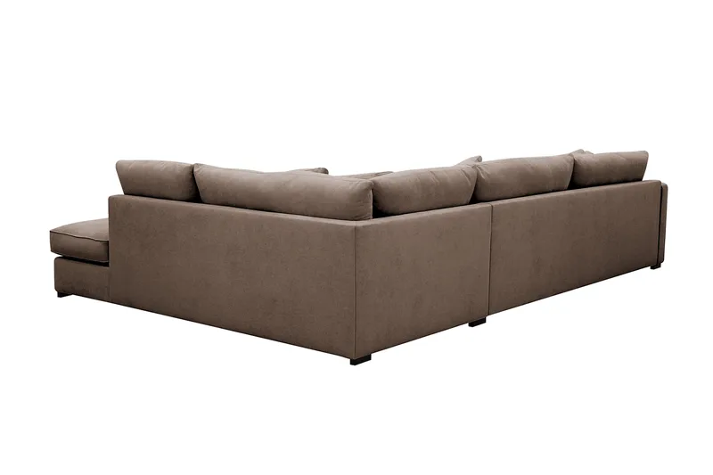 Rossita Lyx 4-sits Högervänd L-formad Extra Djup Schäslongsoffa i Tyg - Brun Tyg - Möbler - Soffa - Divansoffor & schäslongsoffa