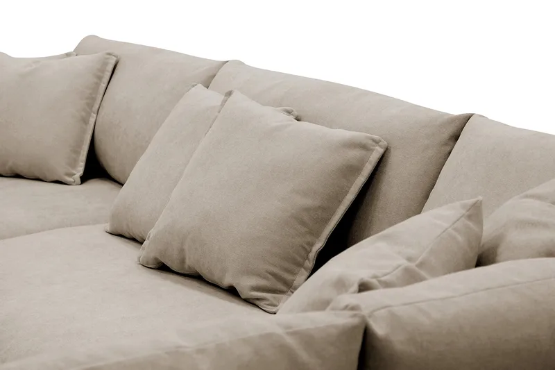 Rossita Lyx 4-sits Högervänd L-formad Extra Djup Schäslongsoffa i Tyg - Brun Tyg - Möbler - Soffa - Divansoffor & schäslongsoffa
