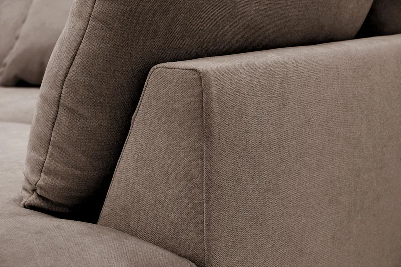 Rossita Lyx 4-sits Högervänd L-formad Extra Djup Schäslongsoffa i Tyg - Brun Tyg - Möbler - Soffa - Divansoffor & schäslongsoffa