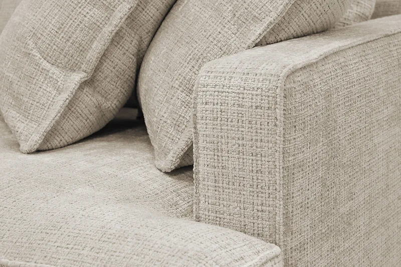 Rossita Lyx 4-sits Vänstervänd L-formad Extra Djup Schäslongsoffa i Chenille - Beige Chenille - Möbler - Soffa - Divansoffor & schäslongsoffa