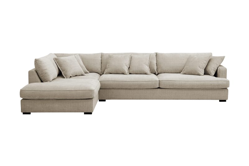 Rossita Lyx 4-sits Vänstervänd L-formad Extra Djup Schäslongsoffa i Chenille, Beige Chenille