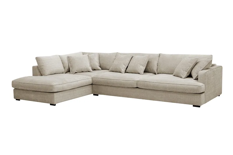 Rossita Lyx 4-sits Vänstervänd L-formad Extra Djup Schäslongsoffa i Chenille - Beige Chenille - Möbler - Soffa - Divansoffor & schäslongsoffa