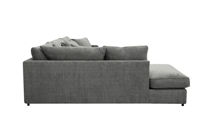 Rossita Lyx 4-sits Vänstervänd L-formad Extra Djup Schäslongsoffa i Chenille - Grå Chenille - Möbler - Soffa - Divansoffor & schäslongsoffa