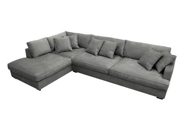 Rossita Lyx 4-sits Vänstervänd L-formad Extra Djup Schäslongsoffa i Chenille - Grå Chenille - Möbler - Soffa - Divansoffor & schäslongsoffa