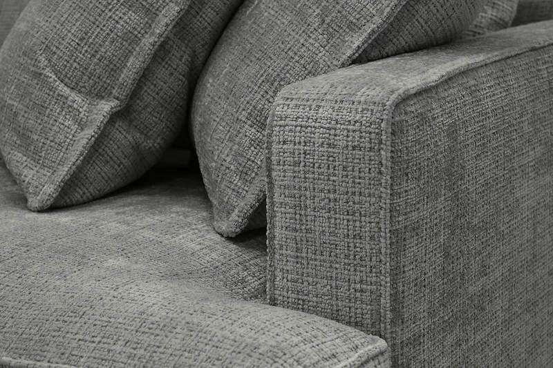 Rossita Lyx 4-sits Vänstervänd L-formad Extra Djup Schäslongsoffa i Chenille - Grå Chenille - Möbler - Soffa - Divansoffor & schäslongsoffa