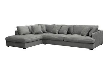 Rossita Lyx 4-sits Vänstervänd L-formad Extra Djup Schäslongsoffa i Chenille - Grå Chenille - Möbler - Soffa - Divansoffor & schäslongsoffa