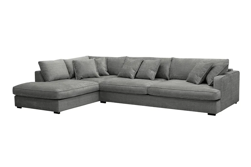 Rossita Lyx 4-sits Vänstervänd L-formad Extra Djup Schäslongsoffa i Chenille - Grå Chenille - Möbler - Soffa - Divansoffor & schäslongsoffa