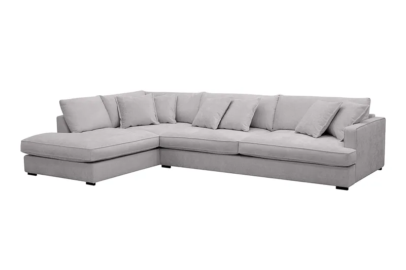 Rossita Lyx 4-sits Vänstervänd L-formad Extra Djup Schäslongsoffa i Chenille - Grå Chenille - Möbler - Soffa - Divansoffor & schäslongsoffa