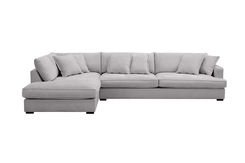 Rossita Lyx 4-sits Vänstervänd L-formad Extra Djup Schäslongsoffa i Chenille - Grå Chenille - Möbler - Soffa - Divansoffor & schäslongsoffa
