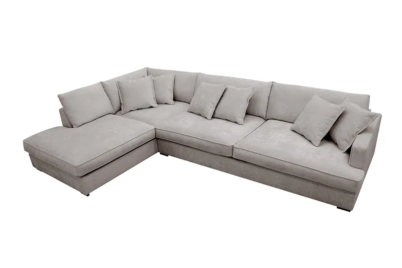 Rossita Lyx 4-sits Vänstervänd L-formad Extra Djup Schäslongsoffa i Chenille - Grå/Brun Chenille - Möbler - Soffa - Divansoffor & schäslongsoffa