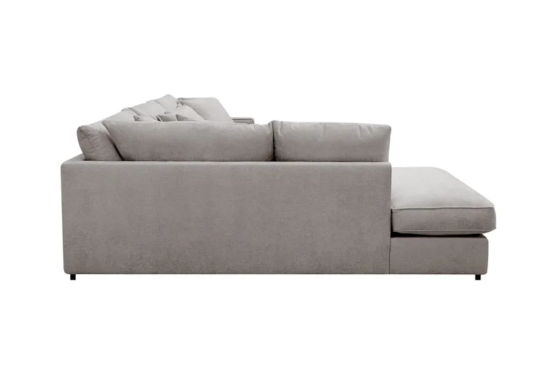 Rossita Lyx 4-sits Vänstervänd L-formad Extra Djup Schäslongsoffa i Chenille - Grå/Brun Chenille - Möbler - Soffa - Divansoffor & schäslongsoffa