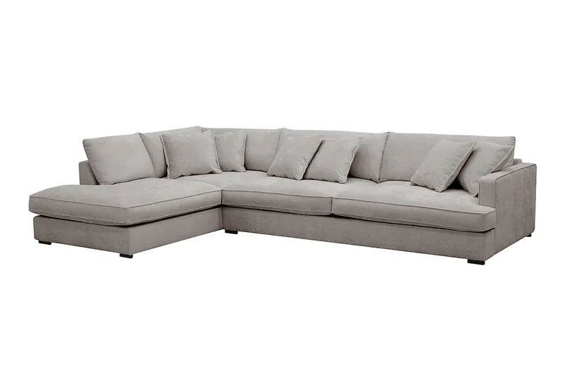 Rossita Lyx 4-sits Vänstervänd L-formad Extra Djup Schäslongsoffa i Chenille - Grå/Brun Chenille - Möbler - Soffa - Divansoffor & schäslongsoffa