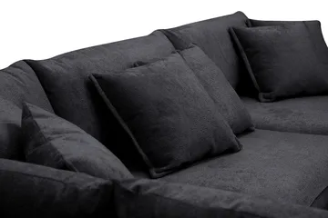 Rossita Lyx 4-sits Vänstervänd L-formad Extra Djup Schäslongsoffa i Chenille - Trenza 01, Svart Chenille - Möbler - Soffa - Divansoffor & schäslongsoffa