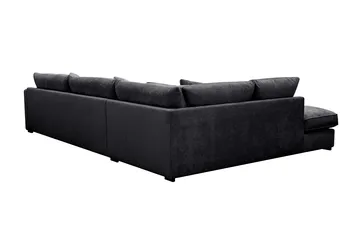 Rossita Lyx 4-sits Vänstervänd L-formad Extra Djup Schäslongsoffa i Chenille - Trenza 01, Svart Chenille - Möbler - Soffa - Divansoffor & schäslongsoffa