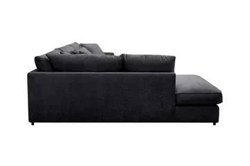 Rossita Lyx 4-sits Vänstervänd L-formad Extra Djup Schäslongsoffa i Chenille - Trenza 01, Svart Chenille - Möbler - Soffa - Divansoffor & schäslongsoffa