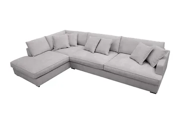 Rossita Lyx 4-sits Vänstervänd L-formad Extra Djup Schäslongsoffa i Chenille - Trenza 03, Grå Chenille - Möbler - Soffa - Divansoffor & schäslongsoffa