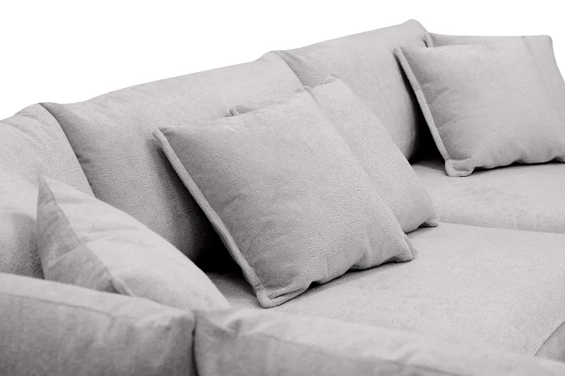 Rossita Lyx 4-sits Vänstervänd L-formad Extra Djup Schäslongsoffa i Chenille - Trenza 03, Grå Chenille - Möbler - Soffa - Divansoffor & schäslongsoffa
