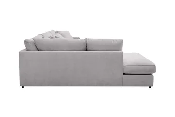 Rossita Lyx 4-sits Vänstervänd L-formad Extra Djup Schäslongsoffa i Chenille - Trenza 03, Grå Chenille - Möbler - Soffa - Divansoffor & schäslongsoffa