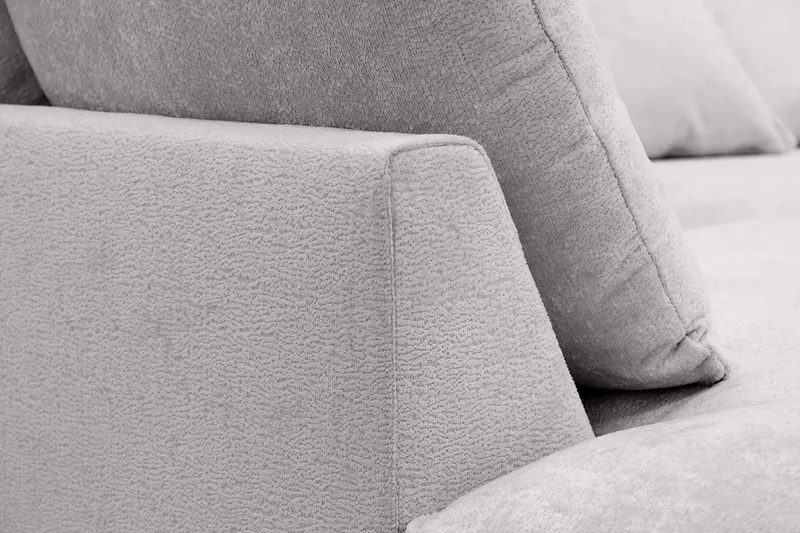 Rossita Lyx 4-sits Vänstervänd L-formad Extra Djup Schäslongsoffa i Chenille - Trenza 03, Grå Chenille - Möbler - Soffa - Divansoffor & schäslongsoffa