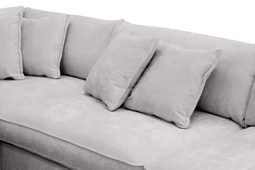 Rossita Lyx 4-sits Vänstervänd L-formad Extra Djup Schäslongsoffa i Chenille - Trenza 03, Grå Chenille - Möbler - Soffa - Divansoffor & schäslongsoffa