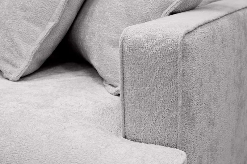 Rossita Lyx 4-sits Vänstervänd L-formad Extra Djup Schäslongsoffa i Chenille - Trenza 03, Grå Chenille - Möbler - Soffa - Divansoffor & schäslongsoffa