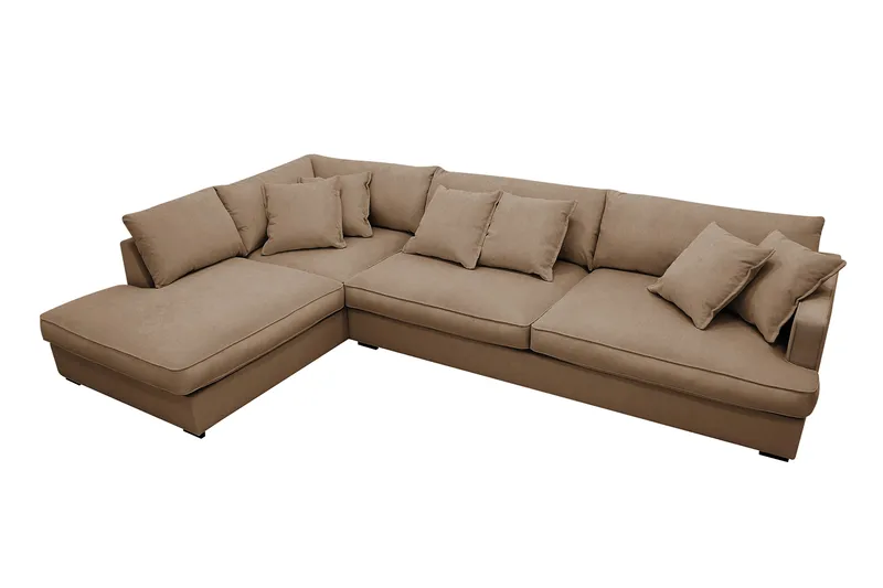 Rossita Lyx 4-sits Vänstervänd L-formad Extra Djup Schäslongsoffa i Manchester - Brun Manchester - Möbler - Soffa - Divansoffor & schäslongsoffa