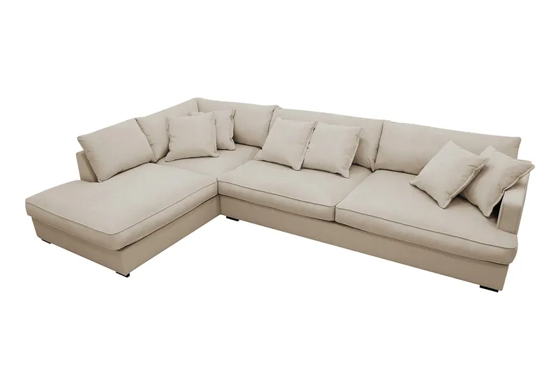 Rossita Lyx 4-sits Vänstervänd L-formad Extra Djup Schäslongsoffa i Manchester - Greige Manchester - Möbler - Soffa - Divansoffor & schäslongsoffa