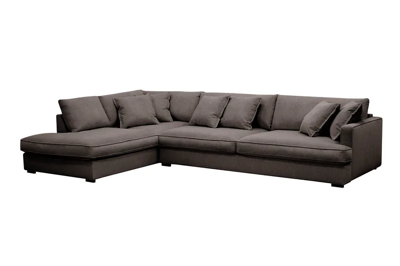 Rossita Lyx 4-sits Vänstervänd L-formad Extra Djup Schäslongsoffa i Manchester - Mörkgrå Manchester - Möbler - Soffa - Divansoffor & schäslongsoffa