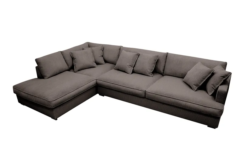 Rossita Lyx 4-sits Vänstervänd L-formad Extra Djup Schäslongsoffa i Manchester - Mörkgrå Manchester - Möbler - Soffa - Divansoffor & schäslongsoffa