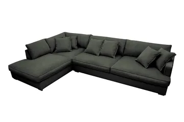 Rossita Lyx 4-sits Vänstervänd L-formad Extra Djup Schäslongsoffa i Manchester - Mörkgrön Manchester - Möbler - Soffa - Divansoffor & schäslongsoffa