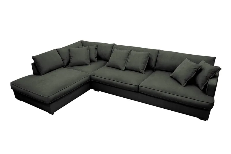 Rossita Lyx 4-sits Vänstervänd L-formad Extra Djup Schäslongsoffa i Manchester - Mörkgrön Manchester - Möbler - Soffa - Divansoffor & schäslongsoffa