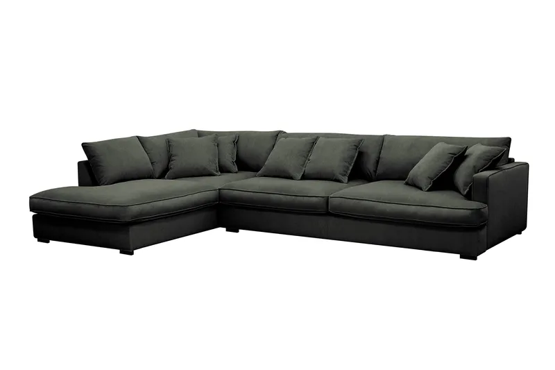 Rossita Lyx 4-sits Vänstervänd L-formad Extra Djup Schäslongsoffa i Manchester - Mörkgrön Manchester - Möbler - Soffa - Divansoffor & schäslongsoffa