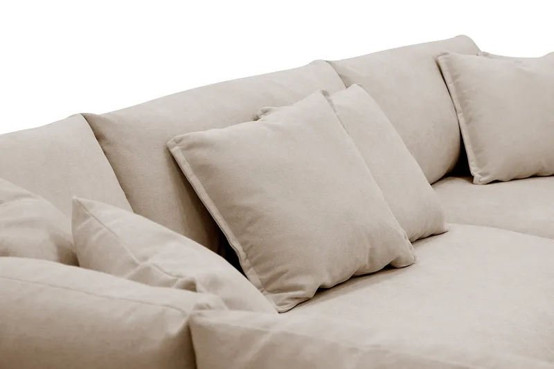 Rossita Lyx 4-sits Vänstervänd L-formad Extra Djup Schäslongsoffa i Tyg - Beige Tyg - Möbler - Soffa - Divansoffor & schäslongsoffa