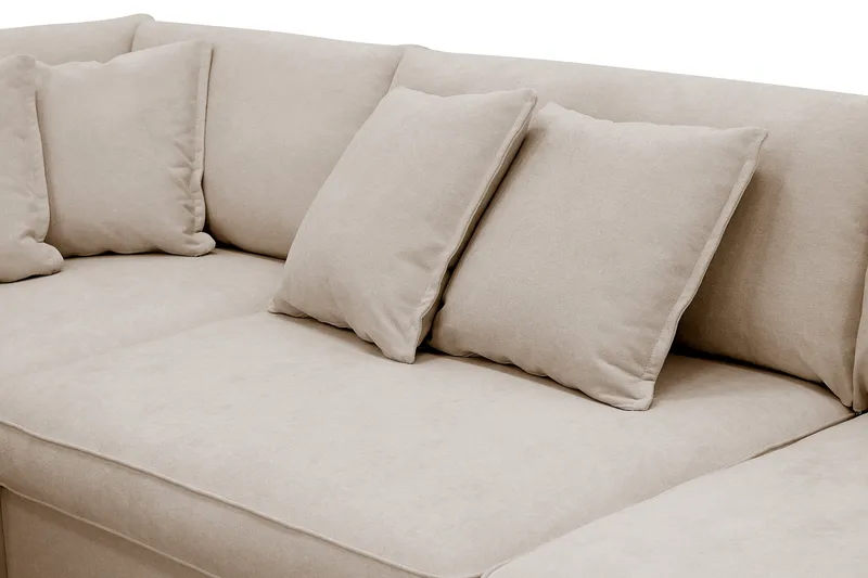 Rossita Lyx 4-sits Vänstervänd L-formad Extra Djup Schäslongsoffa i Tyg - Beige Tyg - Möbler - Soffa - Divansoffor & schäslongsoffa