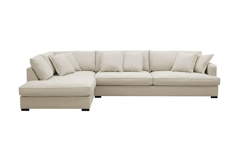 Rossita Lyx 4-sits Vänstervänd L-formad Extra Djup Schäslongsoffa i Tyg - Beige Tyg - Möbler - Soffa - Divansoffor & schäslongsoffa