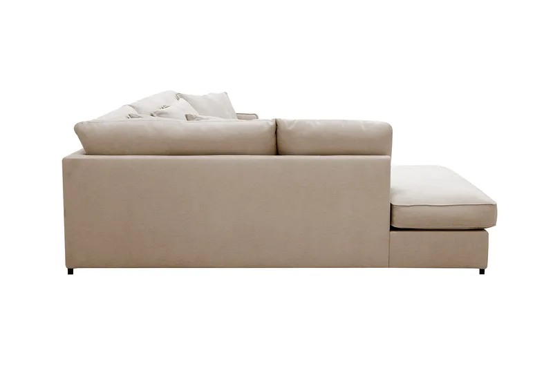 Rossita Lyx 4-sits Vänstervänd L-formad Extra Djup Schäslongsoffa i Tyg - Beige Tyg - Möbler - Soffa - Divansoffor & schäslongsoffa